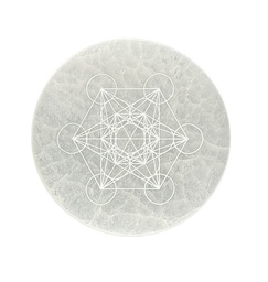 Placa de Selenita con Metatron Grabado 10 cm